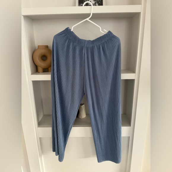 Oak + Fort Wide Leg Pleated Pant Blue - Picture 6 of 7